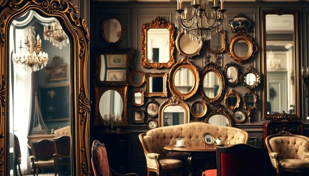 decoração clássica com espelhos vintage